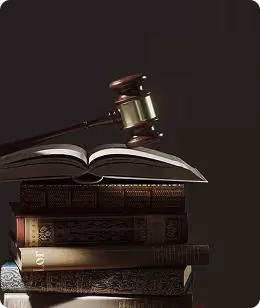 Legal gavel and books